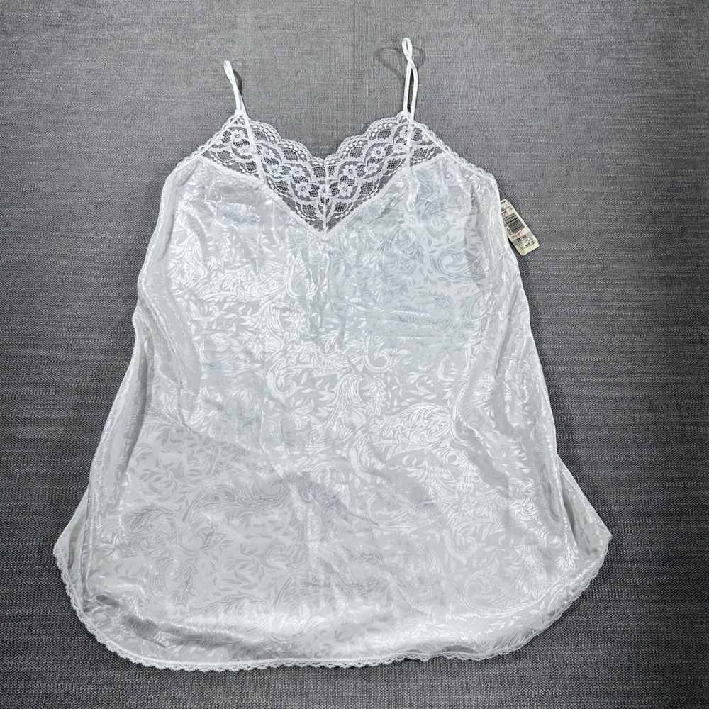 Dreamtime Chemise Nightgown Womens Large White New Vintage Paisley Lace Trim USA